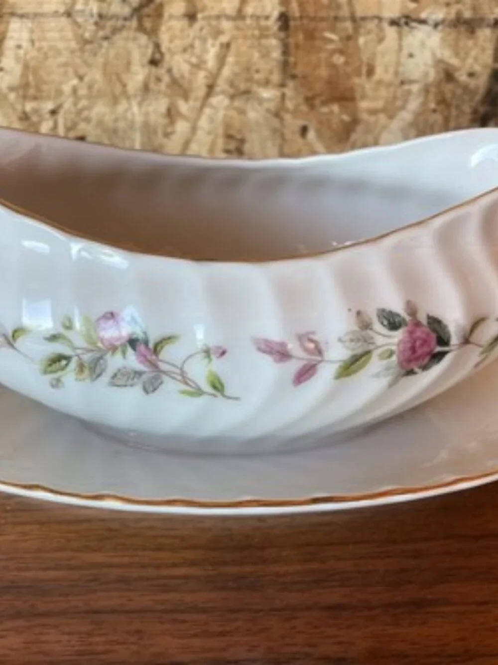 Creative Fine China Japan 2345 Regency Rose Gravy Boat Attached Underplate